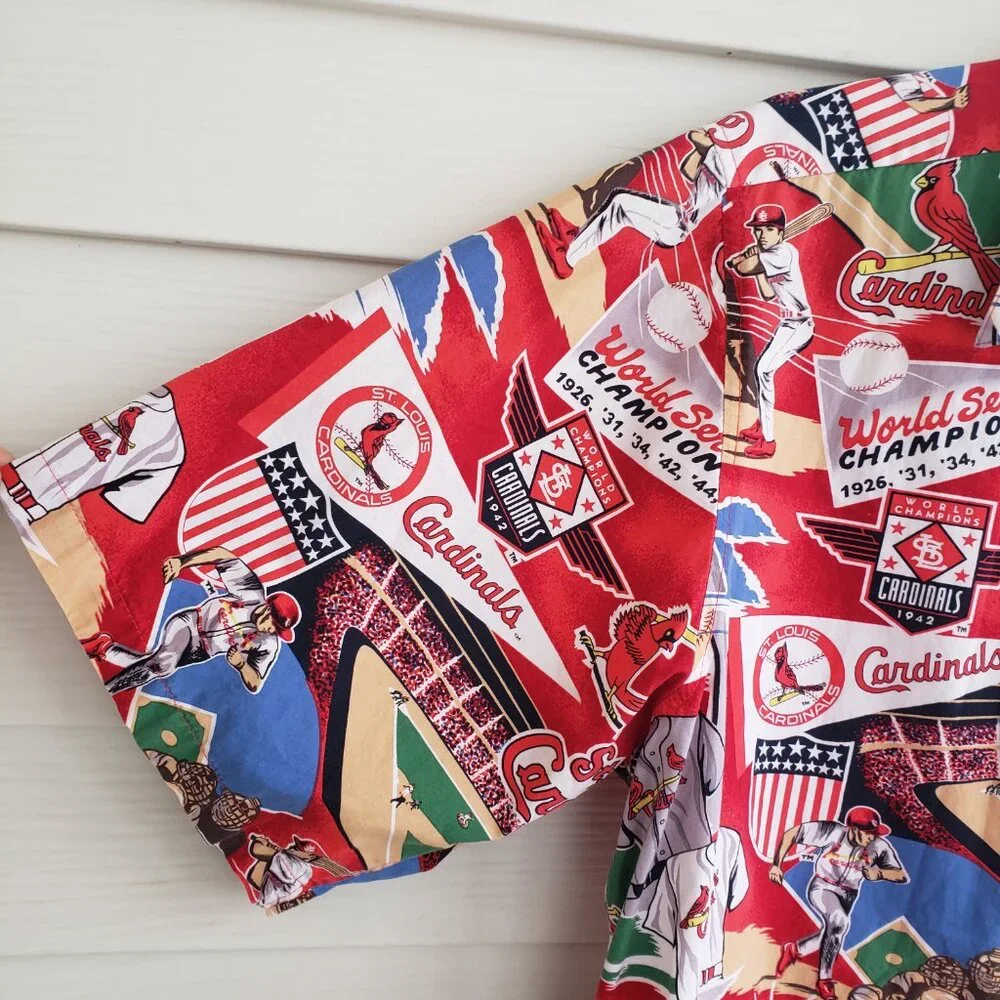 Reyn Spooner St Louis Cardinals World Series 1982 Hawaiian style Shirt Mens XL
